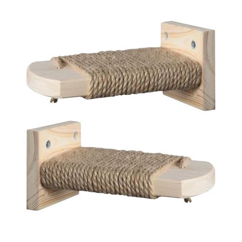 Qurygin Katzenkäfig-Stufe, Holz-Katzen-Sprungleiter – Holz-Kätzchen-Ruheregale, 2er-Set, Haustierkäfig-Springtreppe für Hauswand von Qurygin