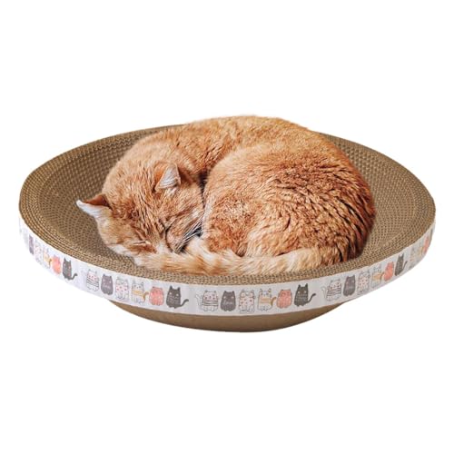 Qurygin Ovales Kratzpad - Ovales Katzenkratzbretter, Rund Katzenkratzbretter, 2 In 1 Ovales Katzenkratzbretter, Katzen Kratzbrett, Corrugated Lounge Kratzpappe, Zum Schutz Von Sofa, Boden, Vorhängen von Qurygin