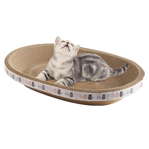 Qurygin Ovales Kratzpad - Ovales Katzenkratzbretter, Rund Katzenkratzbretter, 2 In 1 Ovales Katzenkratzbretter, Katzen Kratzbrett, Corrugated Lounge Kratzpappe, Zum Schutz Von Sofa, Boden, Vorhängen von Qurygin