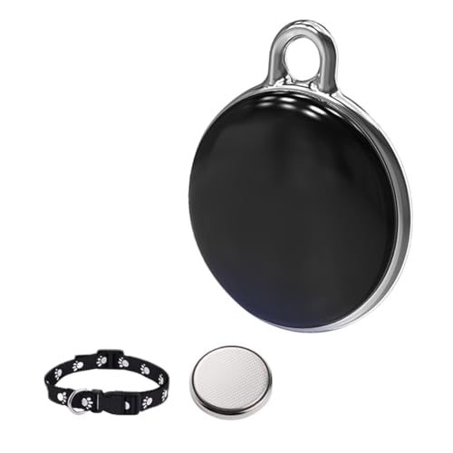 Qussedser Hundetracker, Haustiertracker, Hundetrackinghalsband, Wasserdicht, IP65, Funktioniert mit Jedem Halsband (Android und IOS Universell), Schwarz, Rund von Qussedser