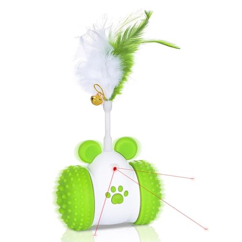 Qutalmi Interaktives Katzenspielzeug, interaktives Katzenspielzeug für Innenkatzen | Smart Funny Ladargable Electric Cat Game,Fun Kätzchen -Übungsspielzeug, bewegte Stabfeder für verbesserte Spielzeit von Qutalmi