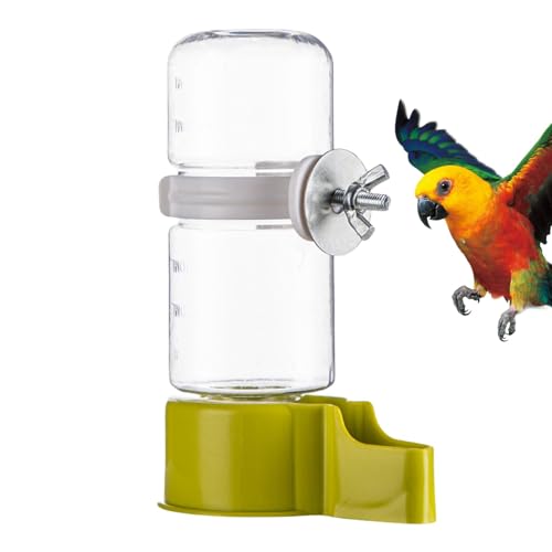 Qutalmi Papageien-Wasserspender, automatischer Wasserspender für Vögel - 140 ml Papageienkäfig-Wasserspender - Grüner Wasserspender für kleine und mittelgroße Vögel, hängender Vogelfutterspender für von Qutalmi
