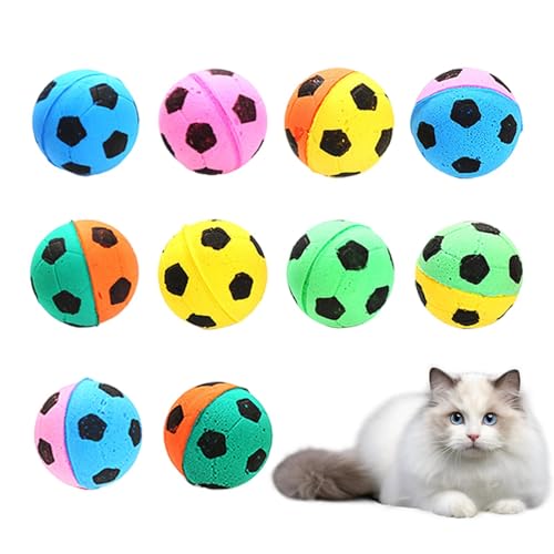 Sportbälle für Katzen, Fußball-Katzenspielzeug | 10 Stück interaktives Fußball-Katzenspielzeug - Haustier-Kätzchen-Katzen-Übungsspielzeugbälle, weicher, federnder, geräuschloser Sportball, aktive Sportbälle für Katzen, Fußball-Katzenspielzeug | 10 Stück interaktives Fußball-Katzenspielzeug - Haustier-Kätzchen-Katzen-Übungsspielzeugbälle, weicher, federnder, geräuschloser Sportball, aktive von Qutalmi