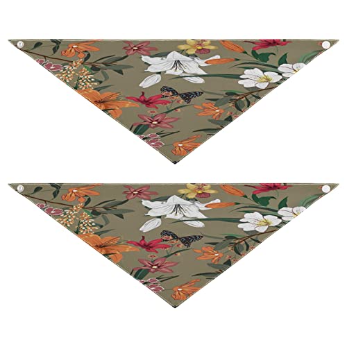 2 Stück Hundehalstuch, Blumenblumen, Schmetterling, Haustier-Bandana für Hunde, Katzen, Halstuch, waschbar, Haustier-Dreieck-Lätzchen, Hundeschal, Urlaubszubehör für Welpen, Katzen, Hunde, Größe M von Quteprint