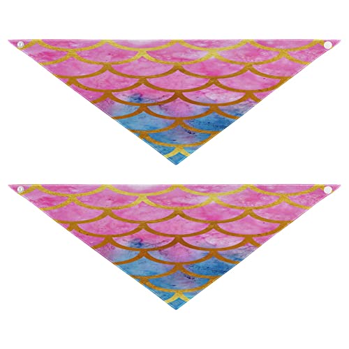 2 Stück Hundehalstücher, Ozean-Tier-Meerjungfrauen-Schuppen, Haustier-Bandana für Hunde, Katzen, Haustier-Dreieck-Lätzchen, Hundeschal, Urlaubszubehör für Welpen, Katzen, Hunde, Größe M von Quteprint
