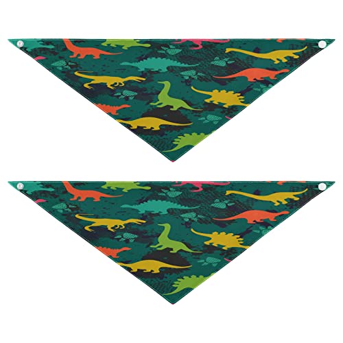 Hundehalstuch, Dinosaurier-Pfotenabdruckmuster, Haustier-Bandana für Hunde, Katzen, Halstuch, waschbar, Dreieck-Lätzchen, Hundeschal, Urlaubszubehör für Welpen, Katzen, Hunde, Größe M, 2 Stück von Quteprint