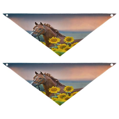 Hundehalstuch, Motiv: Pferd, Tier, Sonnenblume, Blumen, Haustier-Bandana für Hund, Katze, Halstuch, waschbar, Dreieck-Lätzchen, Hundeschal, Urlaubszubehör für Welpen, Katzen, Hunde, Größe S, 2 Stück Hundehalstuch, Motiv: Pferd, Tier, Sonnenblume, Blumen, Haustier-Bandana für Hund, Katze, Halstuch, waschbar, Dreieck-Lätzchen, Hundeschal, Urlaubszubehör für Welpen, Katzen, Hunde, Größe S, 2 Stück von Quteprint
