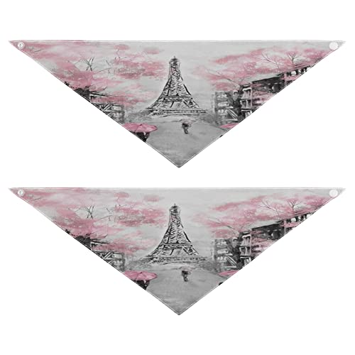 Hundehalstuch, Paris, Eiffelturm, Baumkunst, Haustier-Bandana für Hunde, Katzen, Haustier, Dreieck, Lätzchen, Hundeschal, Urlaubszubehör für Welpen, Katzen, Hunde, klein, 2 Stück von Quteprint