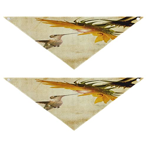 Hundehalstuch, Retro-Vogel, Kolibri, Sonnenblume, Haustier-Bandana für Hunde, Katzen, Haustier, Dreieck, Lätzchen, Hundeschal, Urlaubszubehör für Welpen, Katzen, Hunde, groß, 2 Stück von Quteprint