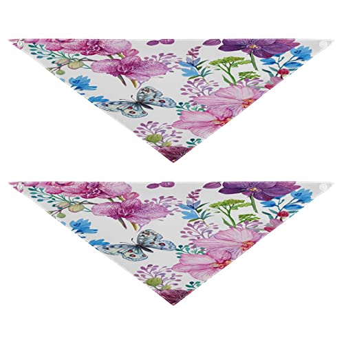 Hundehalstuch, Schmetterling, Blumenblätter, Haustier-Bandana für Hunde, Katzen, waschbar, Dreiecks-Lätzchen, Hundeschal, Urlaubszubehör für Welpen, Katzen, Hunde, Größe L, 2 Stück von Quteprint