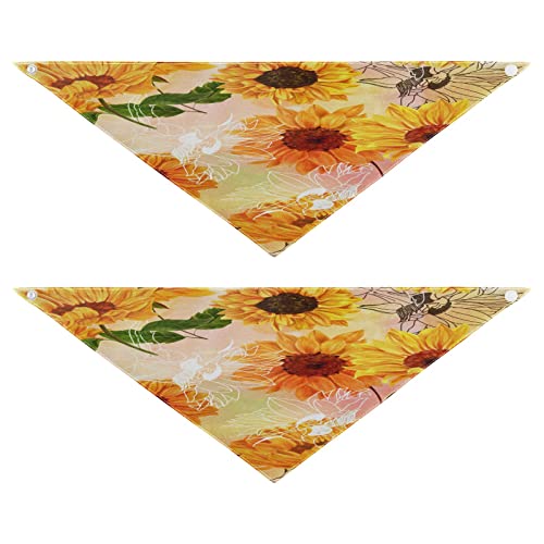 Hundehalstuch, Sonnenblume, florales Sommerblumen-Haustier-Bandana für Hunde, Katzen, Halstuch, waschbar, Haustier-Dreieck-Lätzchen, Hundeschal, Urlaubszubehör für Welpen, Katzen, Hunde, Größe L, 2 Stück von Quteprint