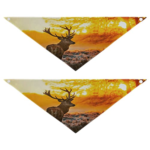 Hundehalstuch, Tiergeweih, Sonnenuntergang, Haustier-Bandana für Hund und Katze, waschbar, Dreieck-Lätzchen, Hundeschal, Urlaubszubehör für Welpen, Katzen, Hunde, Größe S, 2 Stück Hundehalstuch, Tiergeweih, Sonnenuntergang, Haustier-Bandana für Hund und Katze, waschbar, Dreieck-Lätzchen, Hundeschal, Urlaubszubehör für Welpen, Katzen, Hunde, Größe S, 2 Stück von Quteprint