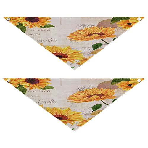 Hundehalstuch, Vintage-Sommer, florales Sonnenblumen-Haustier-Bandana für Hunde, Katzen, Haustier, Dreieck, Lätzchen, Hundeschal, Urlaubszubehör für Welpen, Katzen, Hunde, klein, 2 Stück Hundehalstuch, Vintage-Sommer, florales Sonnenblumen-Haustier-Bandana für Hunde, Katzen, Haustier, Dreieck, Lätzchen, Hundeschal, Urlaubszubehör für Welpen, Katzen, Hunde, klein, 2 Stück von Quteprint