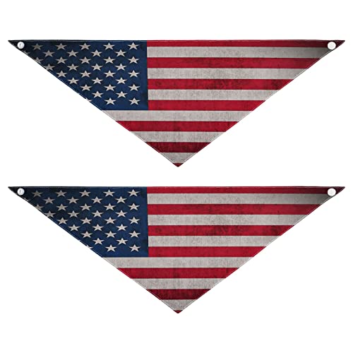 Hundehalstuch, Vintage-Stil, USA-Flagge, Haustier-Bandana für Hunde, Katzen, Haustier, Dreieck, Lätzchen, Hundeschal, Urlaubszubehör für Welpen, Katzen, Hunde, Größe L, 2 Stück von Quteprint