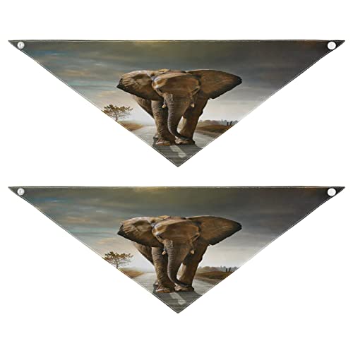 Hundehalstuch, afrikanisches Tier, Elefant, Haustier-Halstuch, waschbar, Dreieck-Lätzchen, Hunde-Schal, Urlaubszubehör für Welpen, Katzen, Hunde, Größe L, 2 Stück Hundehalstuch, afrikanisches Tier, Elefant, Haustier-Halstuch, waschbar, Dreieck-Lätzchen, Hunde-Schal, Urlaubszubehör für Welpen, Katzen, Hunde, Größe L, 2 Stück von Quteprint