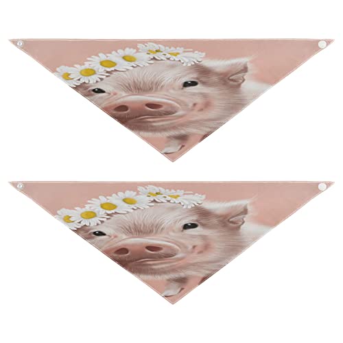 Hundehalstuch, niedliches Tierschwein, Blume, Gänseblümchen, Haustier-Bandana für Hunde, Katzen, Haustier-Dreieck-Lätzchen, Hundeschal, Urlaubszubehör für Welpen, Katzen, Hunde, Größe M, 2 Stück von Quteprint