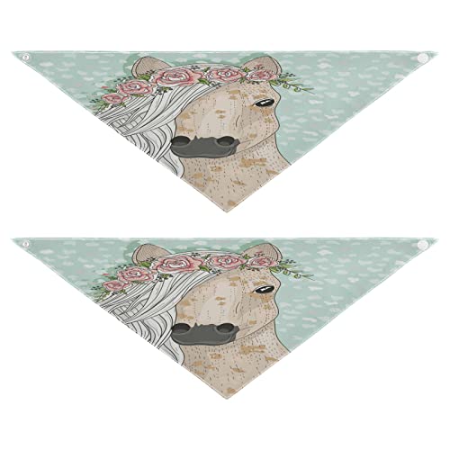 Hundehalstücher mit Blumenmuster, Pferd, Tier, Haustier-Halstuch, waschbar, Dreieck-Lätzchen, Hundeschal, Urlaubszubehör für Welpen, Katzen, Hunde, Größe S, 2 Stück von Quteprint