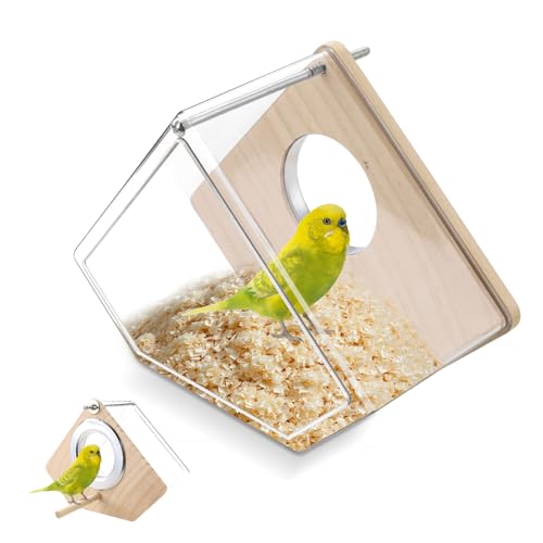 Quxddy Sittich-Nistkasten für Käfig, aus Holz, dreieckig, Papagei, transparent, 1 Stück Quxddy Sittich-Nistkasten für Käfig, aus Holz, dreieckig, Papagei, transparent, 1 Stück von Quxddy