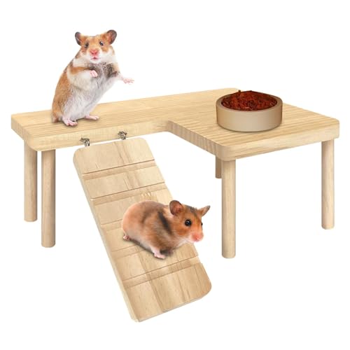 Hölzerne Hamster Spielplatzplattform, Kleine Haustiertreppen Spielzeugplattform Mit Treppe, Hamster Kletterspielzeug Für Meerschweinchen Chinchillas Rennmäuse Und Mäuse von Quzente