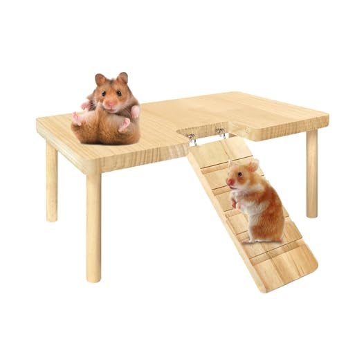 Hölzerne Hamster Spielplatzplattform, Kleine Haustiertreppen Spielzeugplattform Mit Treppe, Hamster Kletterspielzeug Für Meerschweinchen Chinchillas Rennmäuse Und Mäuse von Quzente