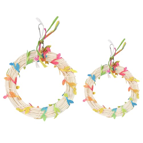 Quzente Sittichschaukel, Ring-Vogel-Sitzstange, Spielzeug – buntes Sittich, , Nymphensittich, Käfig, Sitzstange, Spielzeug mit Blättern Quzente Sittichschaukel, Ring-Vogel-Sitzstange, Spielzeug – buntes Sittich, , Nymphensittich, Käfig, Sitzstange, Spielzeug mit Blättern von Quzente