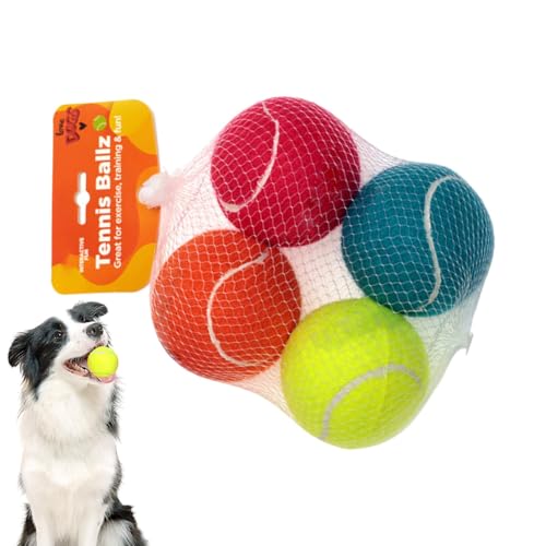 Quzente Tennisbälle für Hunde, Springy Quietschender Hund Tennisball Spielzeug, Zähne Kauspielzeug, Langlebig und Sicher Starkes Hundespielzeug Geeignet Für Indoor, Outdoor, Training von Quzente
