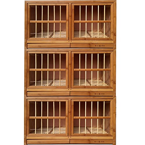 Qxdgoal Taubenkäfig, Großer Bambus-Vogelkäfig im Freien, Tauben-Paarkäfig mit einem Stock, Oberer Klapptür, Mehrzweckkäfig mit 2 Herausnehmbaren Tabletts (Color : Brown-B, S : 31.5inches) von Qxdgoal