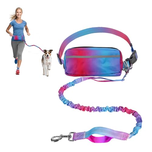 Qxsnuvvlg Hundeleine für mittelgroße und große Hunde, strapazierfähig, elastisch, mit Reißverschlusstasche, geeignet zum Laufen, Joggen, Spazierengehen von Qxsnuvvlg