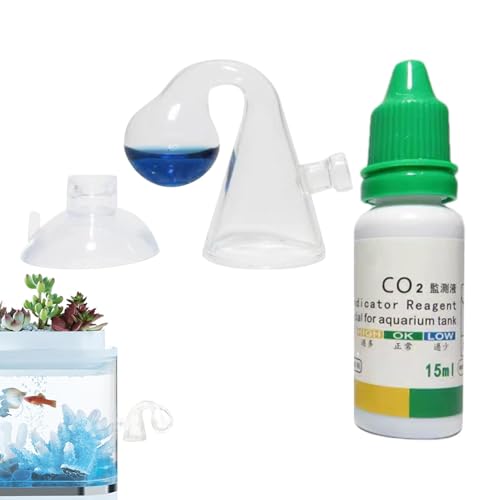 Qyljeiwred Aquarium-CO2-Test-Set, Wasser-CO2-Glas-Tropfen-Checker-Set mit 15-ml-Lösung, tragbares CO2-Monitor-Kits, genauer Kohlendioxid-Monitor für Aquarien von Qyljeiwred