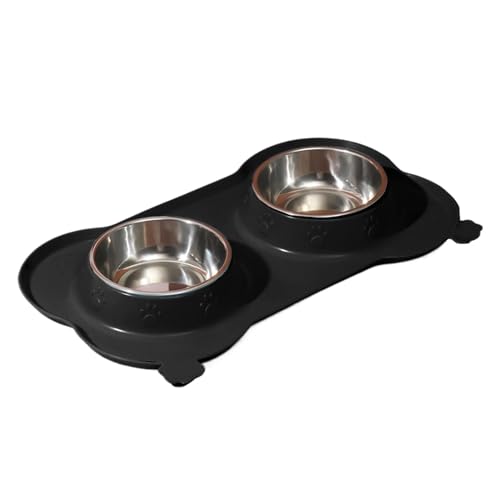 Qyljeiwred Doppel Hundenapf Set - Rutschfestes Kätzchenfutter Doppelnäpfe - Leicht zu reinigen Haustierbedarf Wassernapf für kleine, mittelgroße und große Katzen Welpen Qyljeiwred Doppel Hundenapf Set - Rutschfestes Kätzchenfutter Doppelnäpfe - Leicht zu reinigen Haustierbedarf Wassernapf für kleine, mittelgroße und große Katzen Welpen von Qyljeiwred