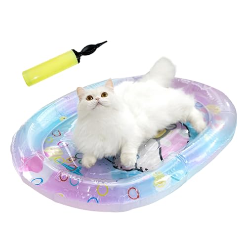 Qyljeiwred Katzen-Wassermatte, Wasserspielmatte für Katzen, sensorisch, rechteckig, aufblasbar, faltbar, interaktiv, kühlend, Spielunterlage für Hunde, Kätzchen, drinnen und draußen, Zuhause und Qyljeiwred Katzen-Wassermatte, Wasserspielmatte für Katzen, sensorisch, rechteckig, aufblasbar, faltbar, interaktiv, kühlend, Spielunterlage für Hunde, Kätzchen, drinnen und draußen, Zuhause und von Qyljeiwred