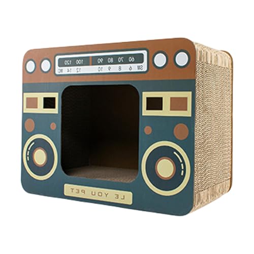 Qyljeiwred Radio Katzenkratzer – quadratischer Funkofen Katze interaktives Kratzbrett | Indoor Kitten Entertainment Körperübung Wellpapier Pad für Wohnzimmer von Qyljeiwred