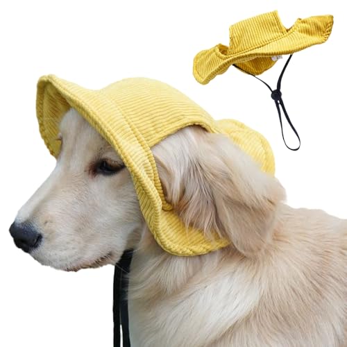 Qyljeiwred Sonnenhüte für Hunde – Hund und Katze, Sommer, Strandvisier, Fischerhut, verstellbare breite Krempe, bequem, atmungsaktiv, Kopfbedeckung für Outdoor-Aktivitäten, Strandausflüge, Wandern von Qyljeiwred