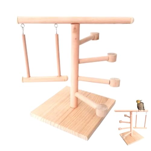 Qyljeiwred Vogelspielplatz, sicheres Nymphensittich-Spielzeug, Holzsittich-Spielplatz – multifunktionales Vogelkäfig-Zubehör, Sittichspielzeug für junge Menschen, ältere Menschen, Kinder von Qyljeiwred