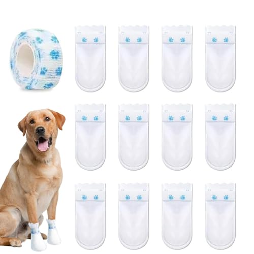Qyljeiwred wasserdichte Hundeschuhe – 12 x Vlies-Hundestiefel, Pfotenschutz – Hundepfotenschutz mit Selbstklebender Bandage für kleine, mittelgroße Hunde Qyljeiwred wasserdichte Hundeschuhe – 12 x Vlies-Hundestiefel, Pfotenschutz – Hundepfotenschutz mit Selbstklebender Bandage für kleine, mittelgroße Hunde von Qyljeiwred