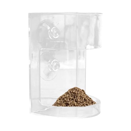 Aquarium Suction Cup Feeder, transparent, Fischtank, Feeding Dish, Suction Cup Design, starke Adsorption, große Kapazität für Aquatic Pets von Qzdtue