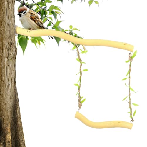 Bird Cage Swing, Wooden Perch Swing, 10,24 x 9,06 Zoll, Sturdy Safe Design, bequemer Griff für Parakeets, Budgerigars, Cockatiel, Sittiche, Finches, Mynahs (mehrfarbig) von Qzdtue