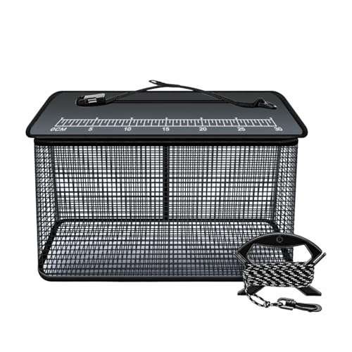 Fishing Basketball, faltbar, Netzkäfig, Live Fish Trap, 39,6 x 39,9 x 39,45 cm, reflektierender Buoyant Rahmen, sicherer Reißverschluss, für Stream Rock Shore Saltwater Angling Storage von Qzdtue