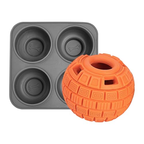 Hundespielzeug, Treat Toy Dispenser, interaktives Slow Feeding Toy, Puzzle Feederspielzeug, Dog Treat Food Dispensing Ball mit 4-cavity Silikon Trays Dog Toys, Freezing Slow Food Training Toy für Hundespielzeug, Treat Toy Dispenser, interaktives Slow Feeding Toy, Puzzle Feederspielzeug, Dog Treat Food Dispensing Ball mit 4-cavity Silikon Trays Dog Toys, Freezing Slow Food Training Toy für von Qzdtue