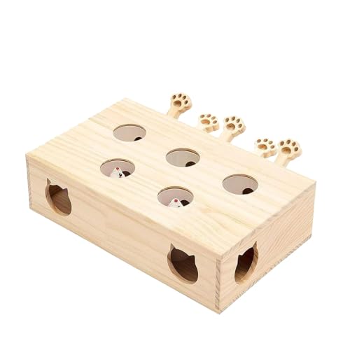 Qzdtue Interactive Wooden Cat Toy, Catching Mice Game for Cats, Simulated Hunting Exercise Toy for Cats, Engaging Interactive Cat Toy for Living Room and Bedroom Playtime,Interactive Cat Toys Qzdtue Interactive Wooden Cat Toy, Catching Mice Game for Cats, Simulated Hunting Exercise Toy for Cats, Engaging Interactive Cat Toy for Living Room and Bedroom Playtime,Interactive Cat Toys von Qzdtue
