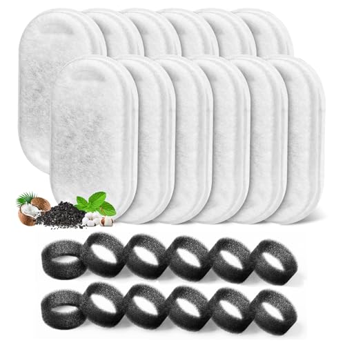 Katzen-Wasserbrunnenfilter, Filter-Ersatz für 3,061.7 g/3.2L&1,899.4 g/2L&3,827.2 g/4L Edelstahl Haustier Wasser Trinkbrunnen Hund Indoor Wasserspender Brunnen Kohlefilter (12 Filter & 12 Schwämme) Katzen-Wasserbrunnenfilter, Filter-Ersatz für 3,061.7 g/3.2L&1,899.4 g/2L&3,827.2 g/4L Edelstahl Haustier Wasser Trinkbrunnen Hund Indoor Wasserspender Brunnen Kohlefilter (12 Filter & 12 Schwämme) von Qzkragt