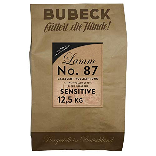 Bubeck | Hunde Trockenfutter Verschiedene Sorten | mit Lamm, Wild, Rind, Truthahn und Ente gebackenes Hundefutter | hohe Akzeptanz bei Allen Rassen (Lamm, 12,5 Kg) von seit 1893 Bubeck