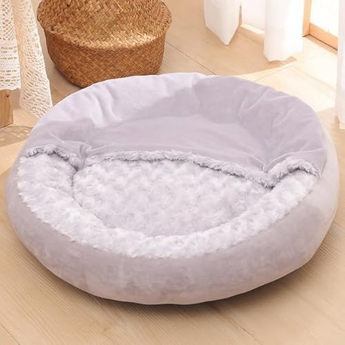 1 Stück kleines Hundebett, Katzenbett mit Kapuzendecke, gemütliches Kuscheltier, orthopädisches Welpen-Haustierbett, Donut, runder Hundebau, Katzenhöhle, rutschfeste Unterseite von RAEF