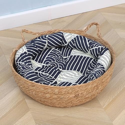 Katzenbett für Vier Jahreszeiten, Katzenkratzbrett, Rattan, waschbar, Streu, gewebt, abnehmbares Kissen, Schlafhaus, Katzenzubehör Katzenbett für Vier Jahreszeiten, Katzenkratzbrett, Rattan, waschbar, Streu, gewebt, abnehmbares Kissen, Schlafhaus, Katzenzubehör von RAEF