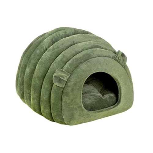 Niedlicher, halbgeschlossener Katzenbett-Schlafsack mit Kissen, warmes Haustierhaus aus PP, abnehmbares, waschbares Winter-Nestbett für den Innenbereich mit Matte von RAEF