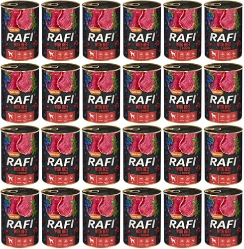24x400g Rafi mit Rindfleisch Dosen Nassfutter Hundefutter NEU von RAFI
