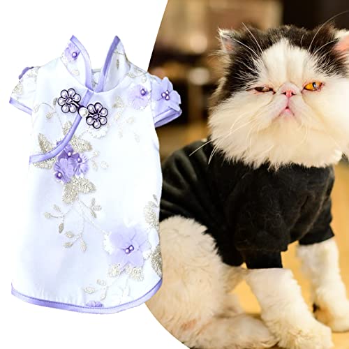 Frühlings-Sommer-Haustier-Kleid, Haustier-Cheongsam-Kleid, Haustier-Sommerkleidung for kleine mittlere Hündchen-Katzen-Mädchen-Rosa 2XL/87 (Color : Purple, Size : L) von RAHYMA