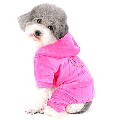 Haustier-Hunde weicher Samt-Kronen-Overall-Welpen-Mantel-Hundepyjamas-Hündchen-Outfits Hooide for Hunde Katzen Rosa XL/19 (Color : Pink, Size : XL) von RAHYMA