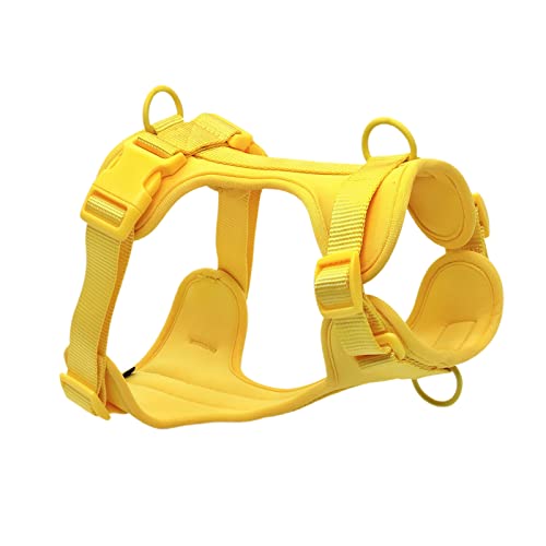 Pet Chest Harness Leash - Walking Dog Training Leash Chain, mikroelastisch, leicht zu reinigen, atmungsaktiv, dehnbar, bequem, Anti-Biss-Hundeleine, schwarz L/408 (Color : Yellow, Size : L) von RAHYMA