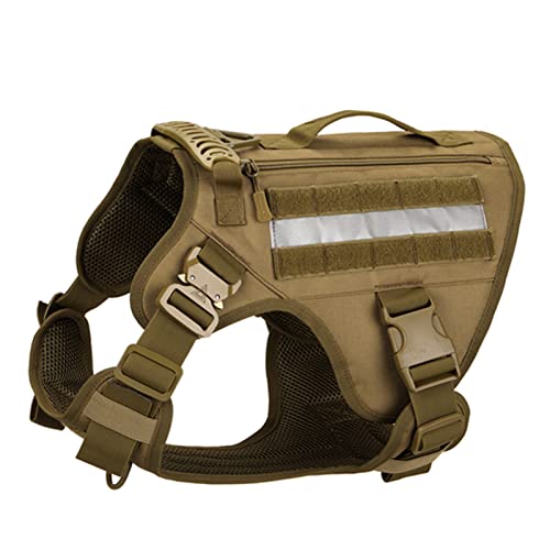 Taktische Hund Harness - Haustier Deutsch Shepherd Pet Ausbildung Weste Hund Gurt und Leine Set for Kleine Medium Large Hunde Camouflage M/347 (Color : Brown, Size : L) von RAHYMA